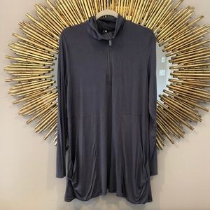 Cable & Gauge Grey Zip Long Sleeve Long Top